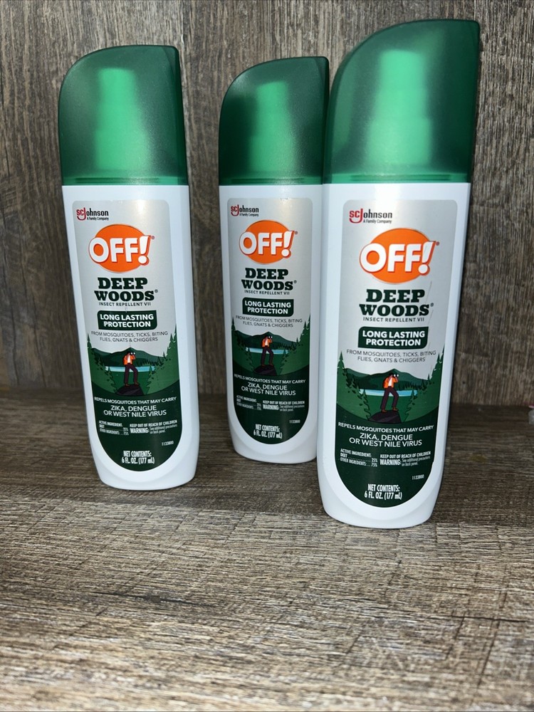 OFF! Deep Woods INSECT REPELLENT VII Liquid Spray For Mosquito, Ticks, Lot Of 3