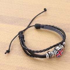 1PC National Flag Bracelet UK Bracelets Jewellery Weaving Leather Bracelet