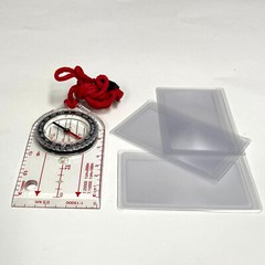 Hiking Backpacking Compass & 3 Wallet sized Fire Starters Prepper Survialist Kit