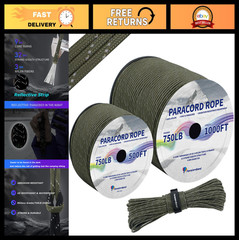 750LB Reflective Paracord Rope 100ft/500ft/1000ft – Heavy Duty Survival Camping