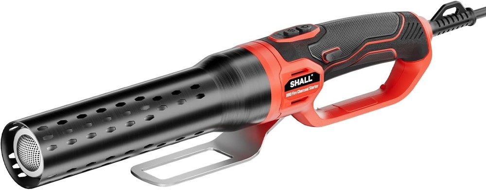 SHALL Electric Charcoal Starter Fire Lighter with Air Blower, 60S 1100F Chem fre