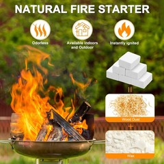 4 Pack Natural Fire Starter, 32 Mini Square Cubes Natural Charcoal Starter fo…