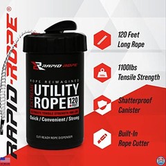 120ft White Flat Tactical Paracord, 1100lb Heavy Duty Rope, Non-Tangle Canister