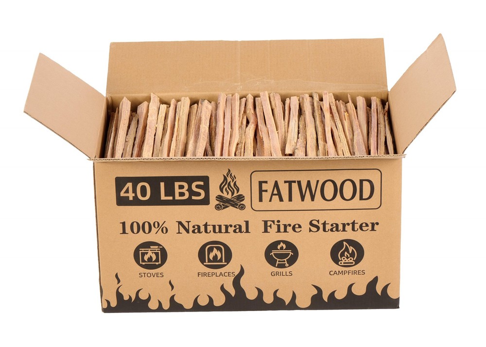 40 Lbs Fatwood Fire Starter Sticks Natural Kindling Firewood for Campfire,Grill