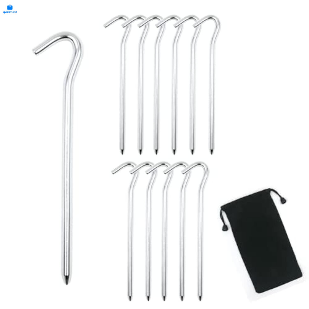 12Pcs Aluminium Tent Stakes for Sand,Beach Camping-7 7Inch, Silver 12Pack