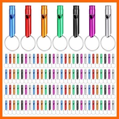 120 Pcs Bulk Emergency Aluminum Survival Whistle with Keychain 7 Colors Extra…