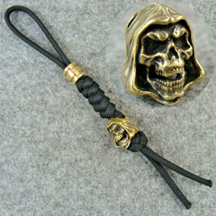Handmade 550 Paracord Knife Lanyard With Brass Skull Bead / Knife Lanyard Bead