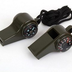 3-in-1 Emergency Survival Gear Whistle Compass Thermometer for Camping Hiking