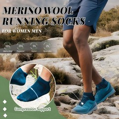 SeeyAN Merino Wool Ankle Hiking Socks For Men & Women No Large, Grey & Blue