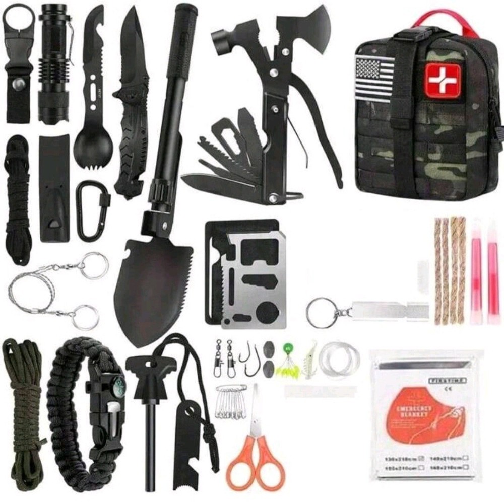 Survival Kit, 142Pcs Professional Survival Gear And Equipment With Molle Pouch