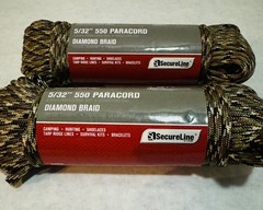 SecureLine – 75ft – 5/32” – 550 Paracord – 55lb Load Limit – Camo (Set Of 2)