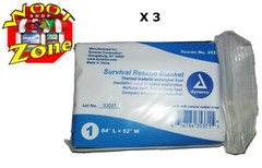 3 Pieces – Dynarex Survival Rescue Blanket – Lot Model Number 3537 – Brand New