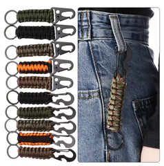 Outdoor Keychain Ring Camping Carabiner Military Paracord Cord Rope Camping