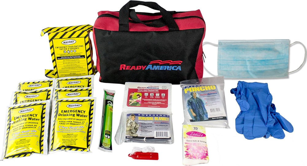 72 Hour Emergency Kit, 1-Person, 3-Day Tote, Includes First Aid Kit, Survival Bl