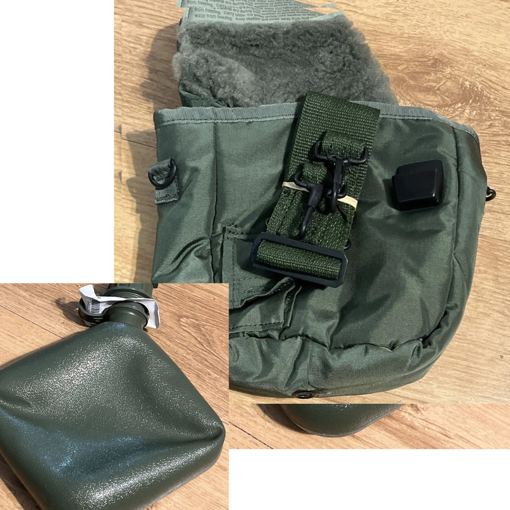 US Military 2 QT Collapsible Water Canteen with 2 Quart Pouch Cover & Sling NEW