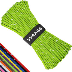 VVAAGG Reflective Paracord Rope 100FT, 7 Strand Nylon Para Cord Lanyard Utility