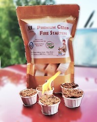 Fire Starter Pods – All Natural, Cedar and Wax, Waterproof – Bag of 12