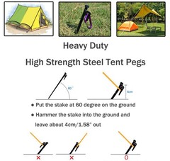 8 Pack Tent Stakes Heavy Duty Metal Pegs for Camping Steel 8 IN, Black