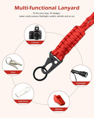 Heavy Duty Neck Lanyard Keychain for Men Women Outdoor Survival, Parachute Rope