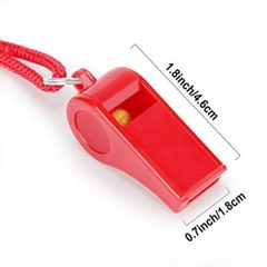 12PCS Red Emergency Whistle with Lanyard, Super Loud Plastic Whistles Bulk