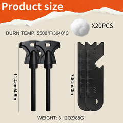 2PCS Magnesium Fire Starter with Striker, High Temp Magnesium Rod, Ferro Rod Fir
