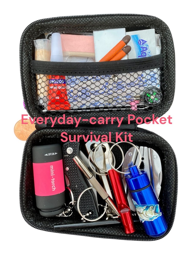 Emergency Survival/Firestarter/Fishing Kit Knife First Aid Repair Flashlight