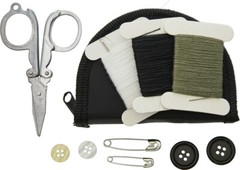 Bushcraft Sewing Kit In Nylon Zipped Pouch Thread Safety Pins Buttons Scissors