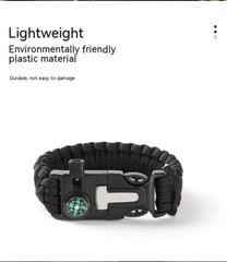 Outdoor Bracelet SOS Camping Survival Paracorde chargeable Whistle Gear Compass