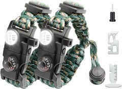20 in 1 Survival Paracord Bracelet Adjustable Gear Kit with SOS LED Light,