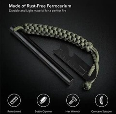 HUGE 5 x 1/2″ FERRO ROD Fire Starter Survival Striker Flint + Emergency Paracord