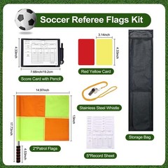 Professional Soccer Referee Kit – 2 Pcs Checkered Linesman Soccere Flags, Red…