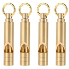 FUTURESTEPS Brass Whistles 4 Pack, Emergency Survival Whistles Loud Safety