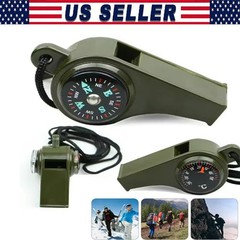 3X Very Loud Keychain Whistle With Compass for Outdoor Sports, Hiking, Camping