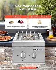 VEVOR Double Grilling Side Burners, 2 x 15,000BTU Liquid Propane Side Burner …