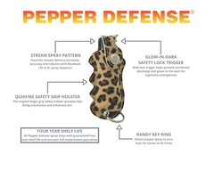 Pepper Defense 6-PACK Pepper Spray Max Strength Zebra & Leopard Holsters UV Dye