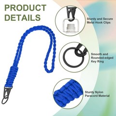 Paracord Lanyard, 2Pcs & Black/Navy Blue Fit for (Keys Whistle)