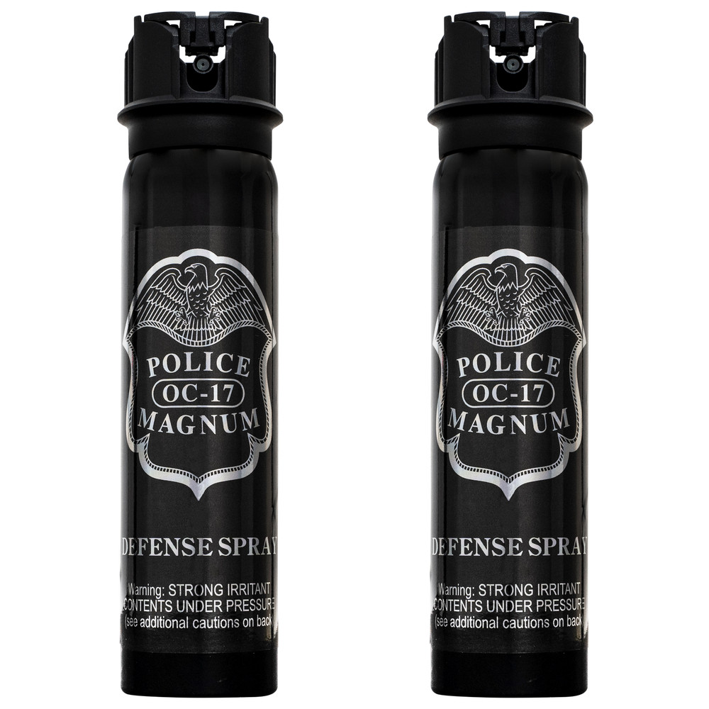 2 POLICE MAGNUM Pepper Spray 5 Ounce Flip Top Safety Stream Defense Protection