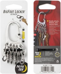 Nite Ize BigFoot Locker KeyRack Carabiner w/ 5 Locking S-Biner Clips Silver