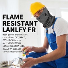 LANLFY 2pcs Flame Resistant Face Mask for One Size, Paisley 1pc & Grey
