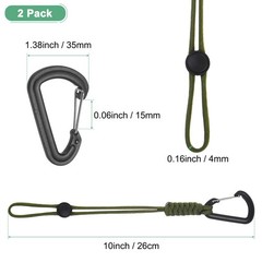 2-Pack Paracord Keychains with Clips[Green]