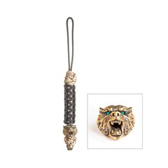1 Set DIY Bead 100cm Rope Brass Bear Head Beads,Tactical Lanyard for Knife