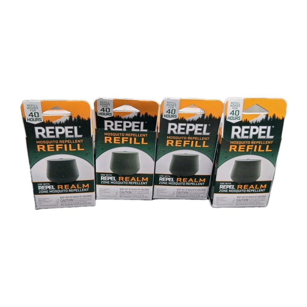 4 Pack Repel Realm Zone Mosquito Repellent Refill 40 Hours 0.19 oz