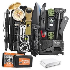 19 in 1 Survival Kit Stocking Stuffers for Men, Hunting Fishing Gift Black2