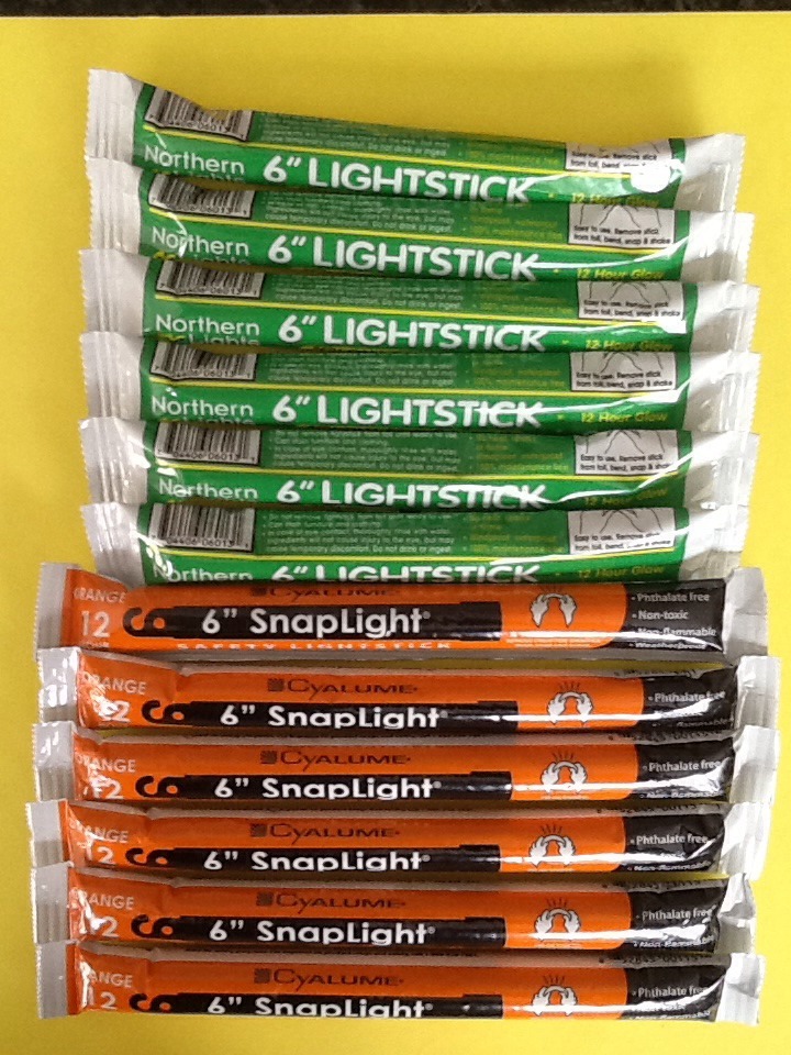 Lot 12 Orange Cyalume Lightsticks Green Northern Lightsticks Fishing Camping