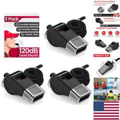 Loud Plastic Whistles with Lanyards – 3 Pack for Coaches, Referees & Emergencies