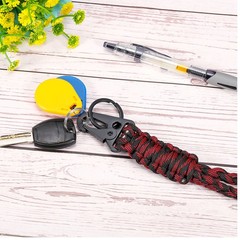 2Pcs 22″ Paracord Neck Lanyard Keychain Braided Strong Lanyard with Black Red