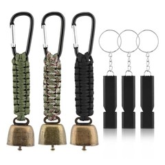 3pcs Bear Bell with 3pcs Whistle Aluminum Bear Bells for Hiking and Emergency