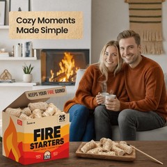 Fire Starters 25pc Wood Wool Camping Fireplace BBQ Grill Indoor Outdoor