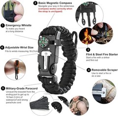 5 in 1 Paracord Survival Bracelets | Whistle, Compass & Fire Starter Included