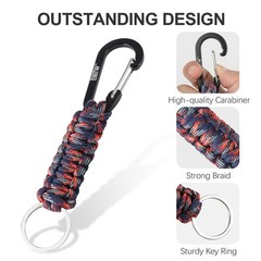 Paracord Keychain for Men Women Paracord Carabiner Backpack Keychain with Alu…